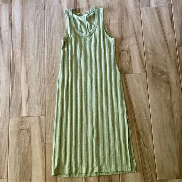 H&M Women's Sleeveless Rib-Knit Midi Dress Light Green Size M